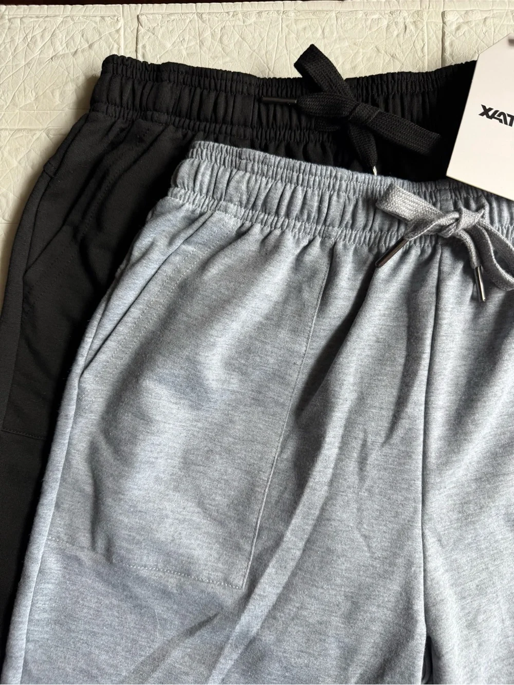 New Shorts Boy 11-12Y Kids Elastic-Waist Knit Shorts - Gray & Black